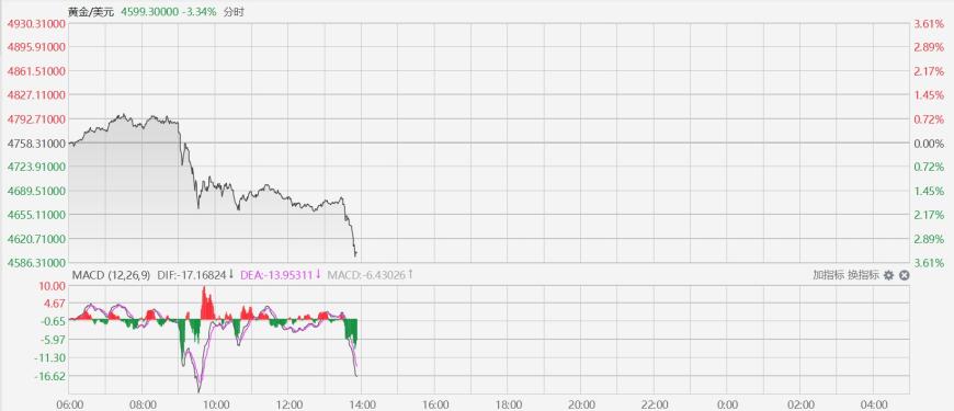 现货黄金失守4600美元！