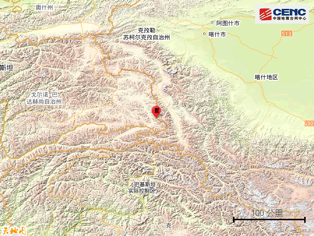 新疆喀什地区塔什库尔干县发生5.2级地震
