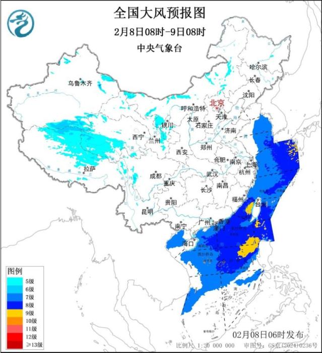 东部南部海域有大风 西南地区江汉江南等地有阴雨雪天气