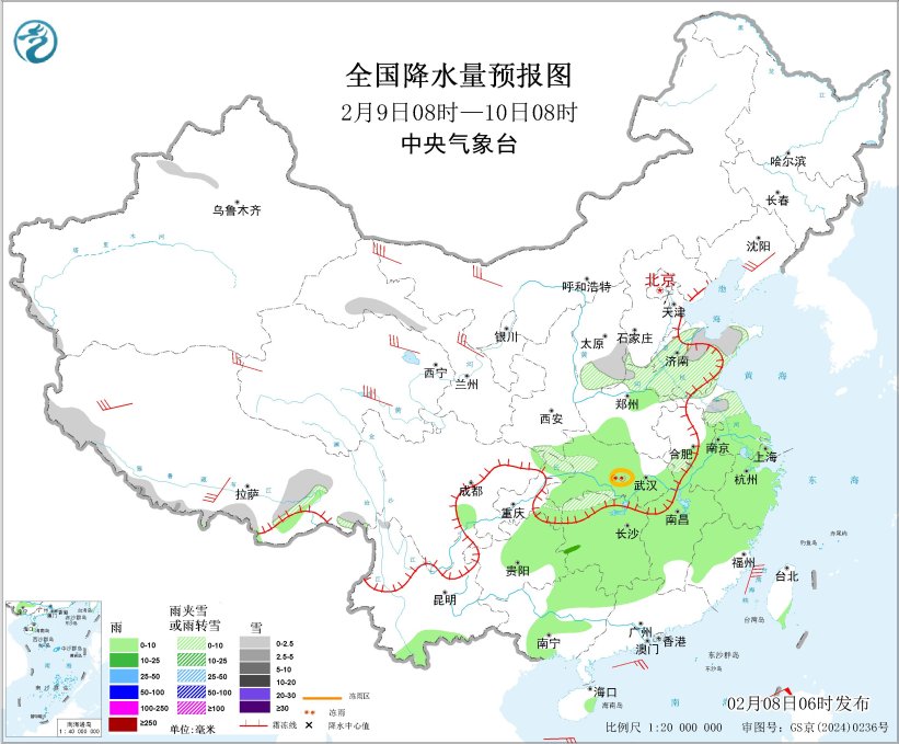 东部南部海域有大风 西南地区江汉江南等地有阴雨雪天气