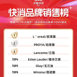 2023年天猫双11全周期品牌排行榜出炉