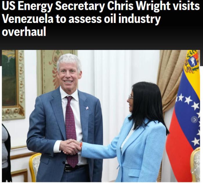 美国能源部长抵达委内瑞拉，与委代总统会晤