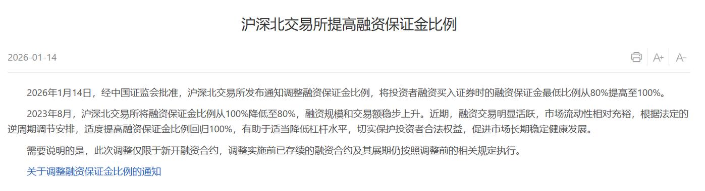 沪深北交易所提高融资保证金比例