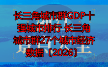 长三角城市群GDP十强城市排行 长三角城市群27个城市经济数据〔2026〕