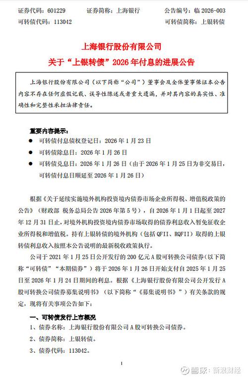 上海银行200亿元可转债即将派息 票面利率3.50%