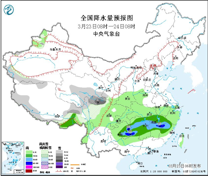 南方地区多阴雨 青藏高原东部多雨雪